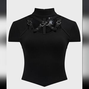 Killstar Black Harness Detail Women's Blouse
